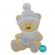 Iron-on Patch - Teddy Bear with Hat - Light Blue